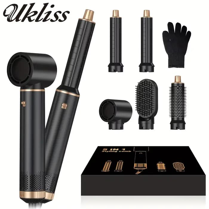 Brosse sèche-cheveux 5 en 1 UKLISS, brosse sèche-cheveux, boucleur à air chaud, styler à air chaud, 