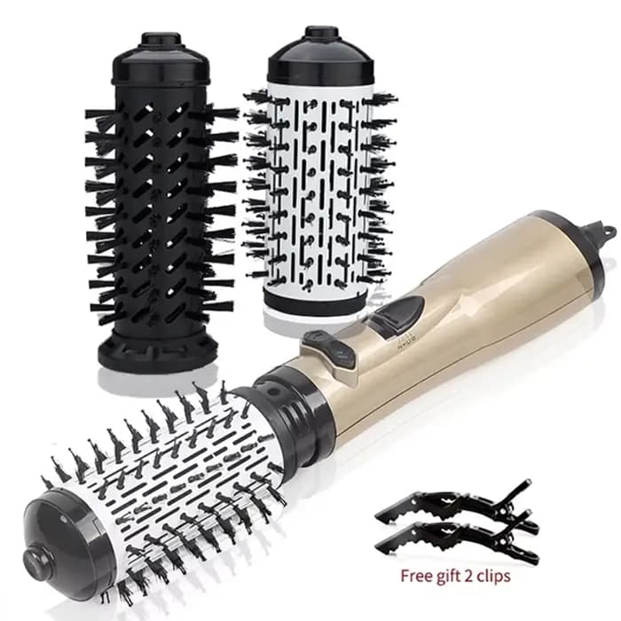 2 têtes remplaçables, flux d'air rotatif à 360 degrés, brosse à Air chaud, lisseur, bigoudi, volumat