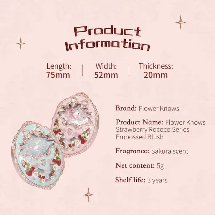 Flower Knows Strawberry Rococo Series Blush en relief 5g Blush en poudre
