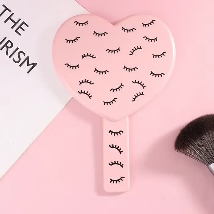 Miroir de maquillage portatif pour Extension de cils, miroir de vanité de maquillage en forme de cœu