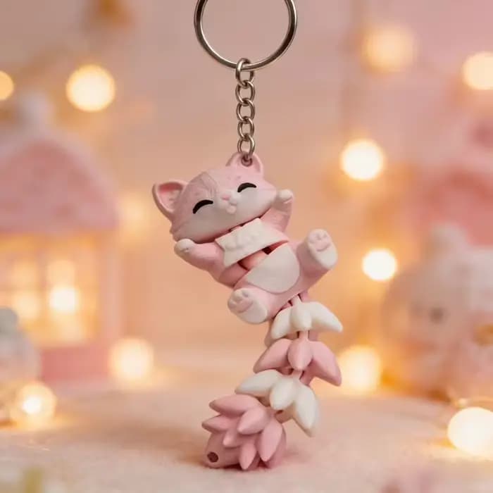 Porte-clés chat rose mignon, un accessoire adorable adapté aux sacs à main, aux sacs à dos et aux po