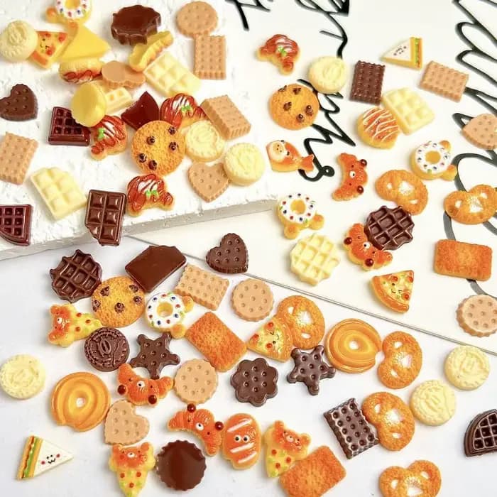 Ours créatif crème glacée chocolat Nail Art accessoires mignon simulé sourire Sandwich étoile Biscui