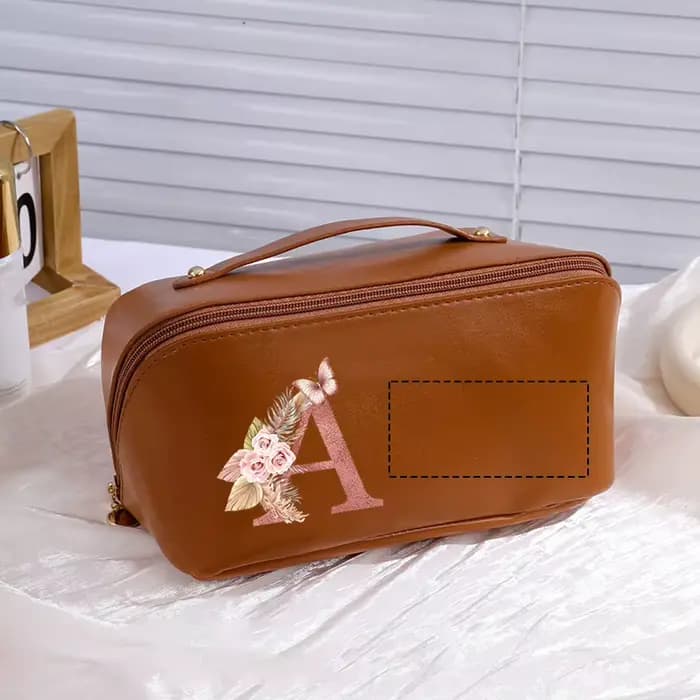 Trousse de Toilette Florale Personnalisée avec Initiales, Grande Capacité, Sac de Maquillage Portabl
