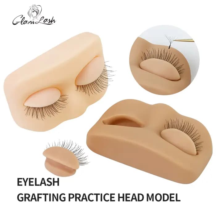 GLAMLASH Mini cils modèle plat tête pratique Extension de cils tête de formation avec paupières de r