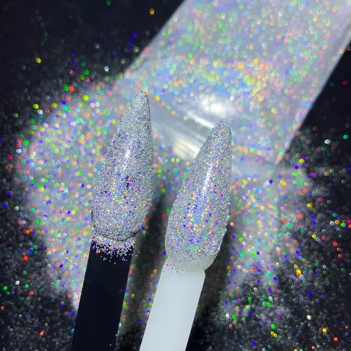 50g argent holographique paillettes poudre 0.2mm Laser argent/or Chrome poudre en vrac UV Gel vernis