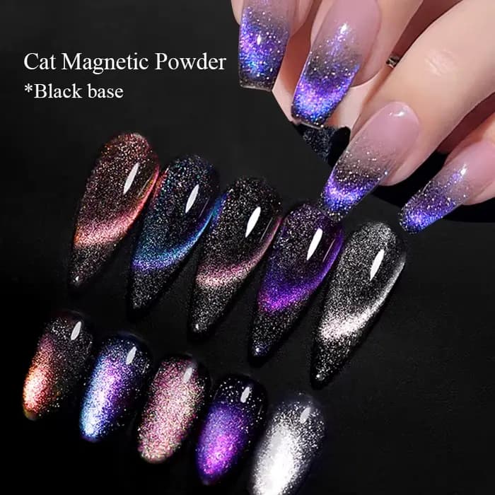 Poudre à ongles magnétique réfléchissante caméléon paillettes poussière métallique Nail Art Chrome b