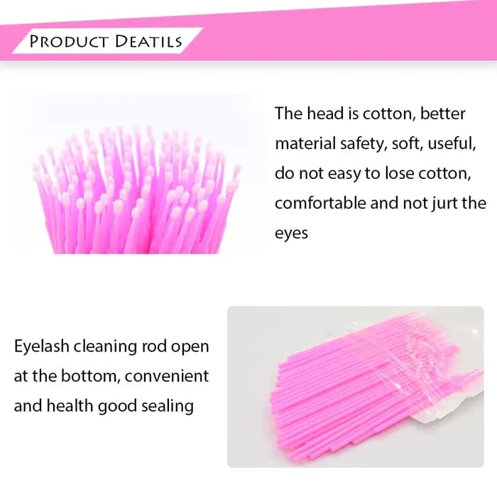Microbrosse jetable pour Extension de cils, 50/100 pièces, tampon individuel pour enlever les cils, 