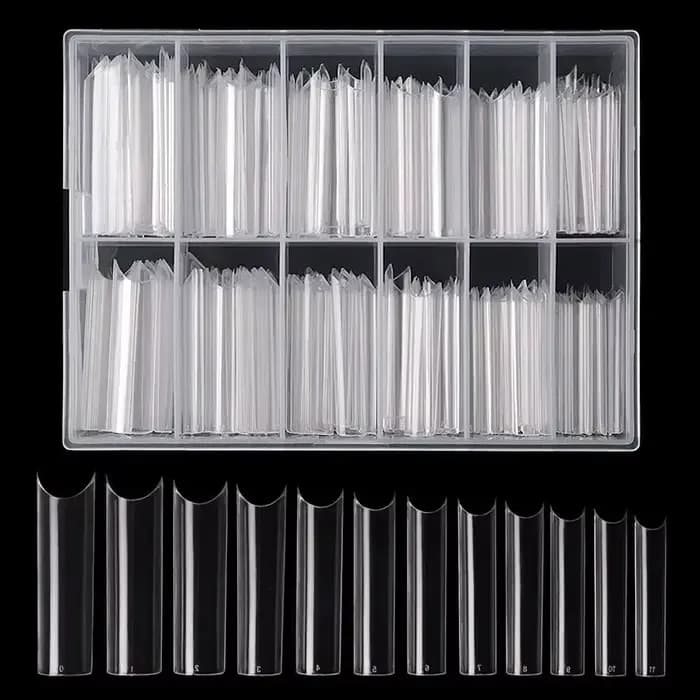 Faux ongles extra droits média, 240 pièces/boîte, longs, carrés, courbés, en ABS, N64.C, pour salon 