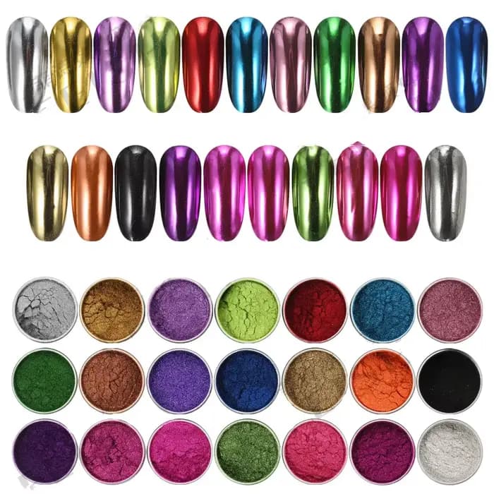Miroir à ongles chromé scintillant, poussière colorée holographique, effet métallique, poudre pigmen