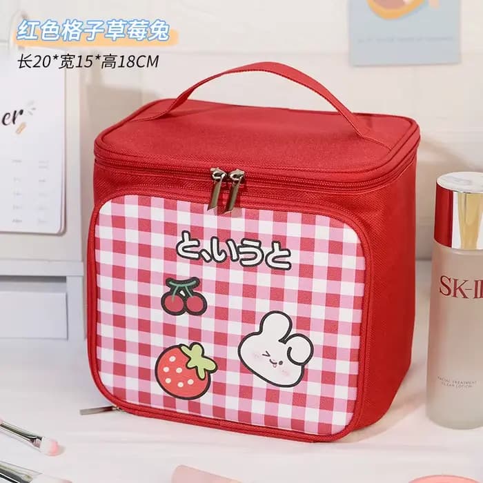 Sac de maquillage de dessin animé Kawaii, sac de lavage de voyage Portable, grand sac de toilette, b