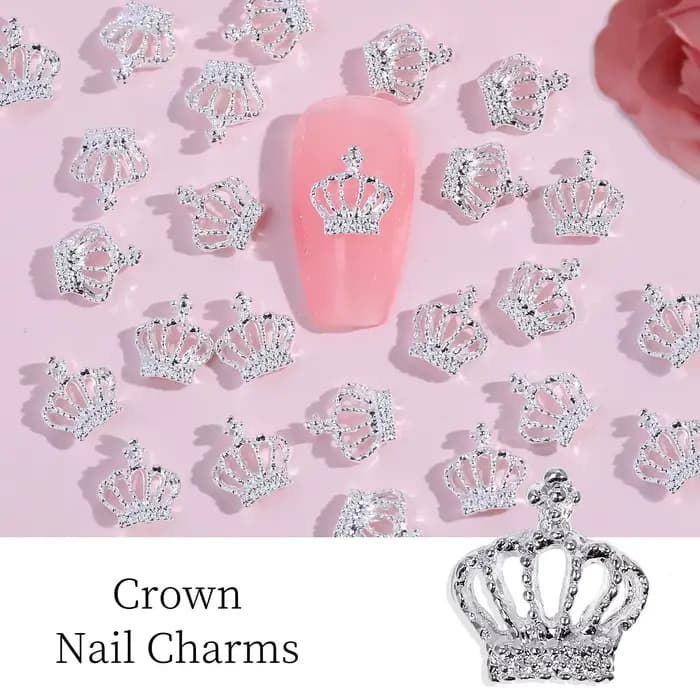 Breloques pour ongles, Design couronne, avec strass, accessoires pour Nail Art, fournitures pour fem