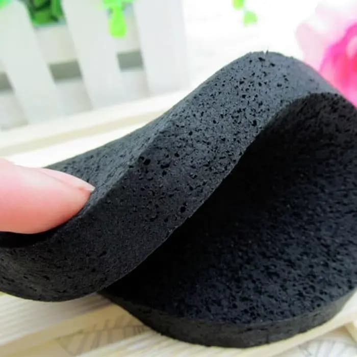 Éponge en bambou noir naturel doux, 2 pièces/ensemble, beauté, lavage du visage, nettoyage, bouffée 