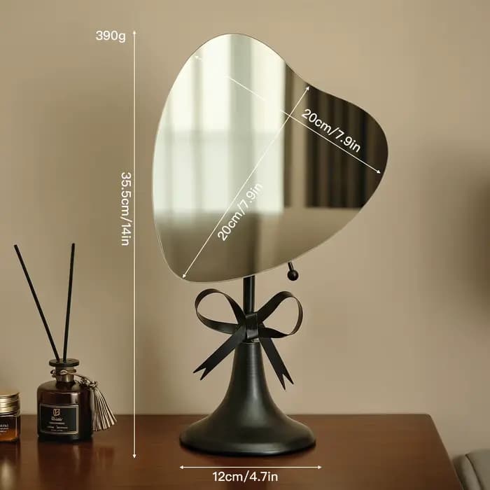 Miroir de maquillage en métal pour la maison, miroir de toilette sur pied avec décoration simple pou