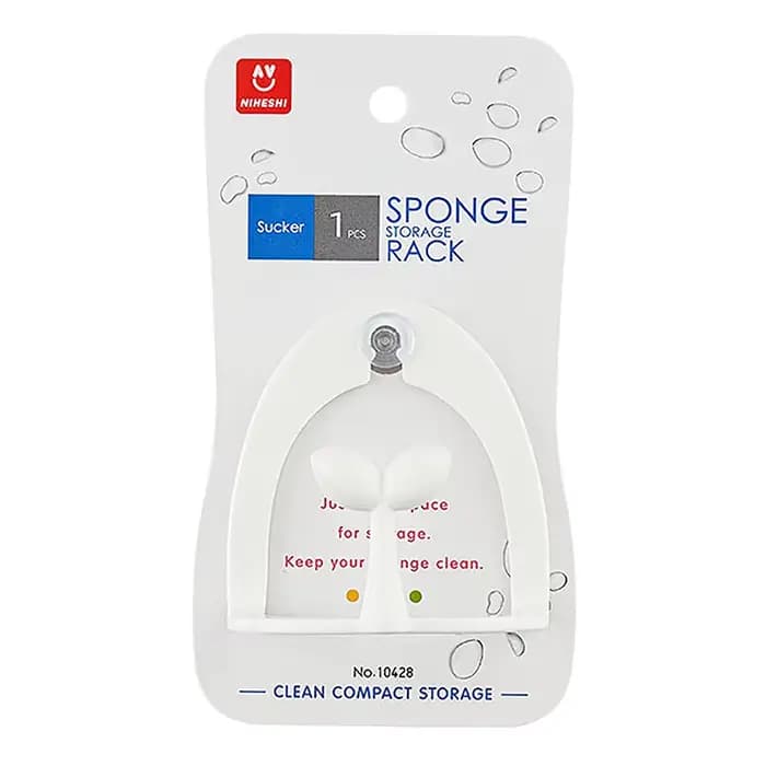 Porte-éponge sans poinçon avec ventouse, rangement pour éponge de cuisine, chiffon d'évier T1