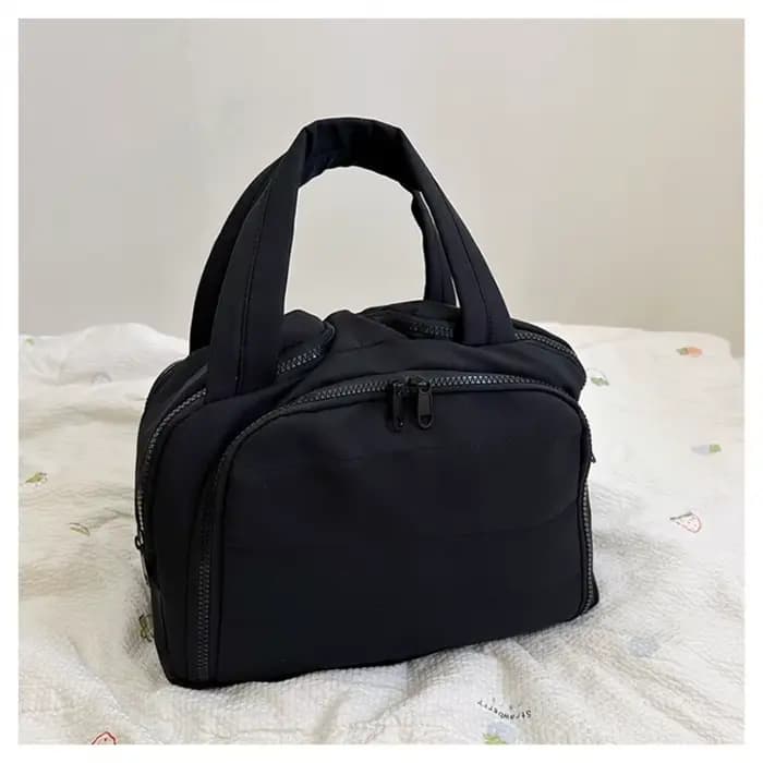 Sac à cosmétiques Kawaii de couleur unie, sac de toilette portable de grande capacité en coton, poch