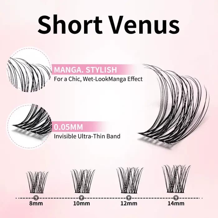 Extensions de cils individuels Manga uCoolMe Lashes Short Fairy Venus Flora 0.05mm, bouquets à espac