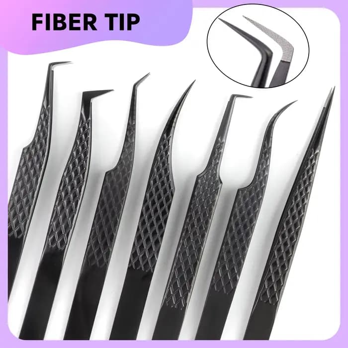 Pince à épiler d'extension de cils à pointe de fibre, pince à épiler Nano à pointe de cils noir tita