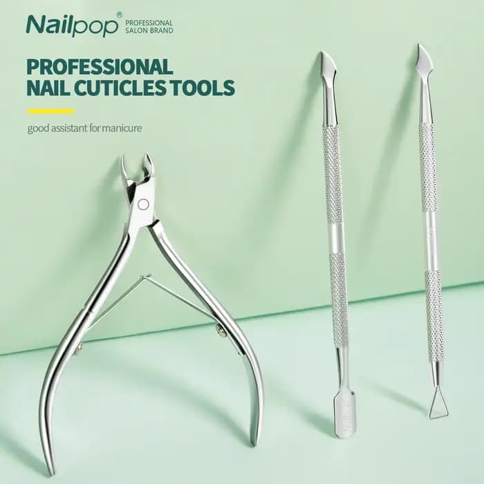 Nailpop ciseaux à cuticules en acier inoxydable manucure pédicure tondeuse et poussoir argent peau m