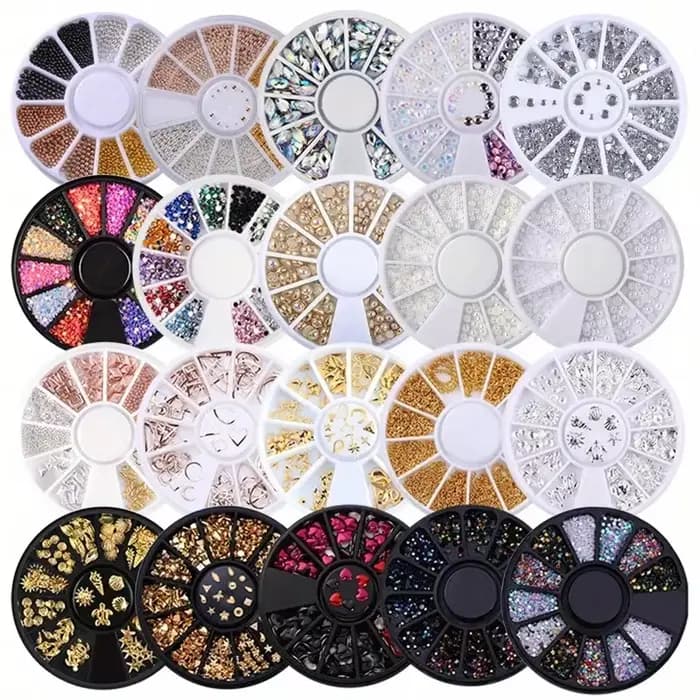 Pièces pour ongles, strass à paillettes, pierres précieuses en cristal, bijoux, perles, accessoires 