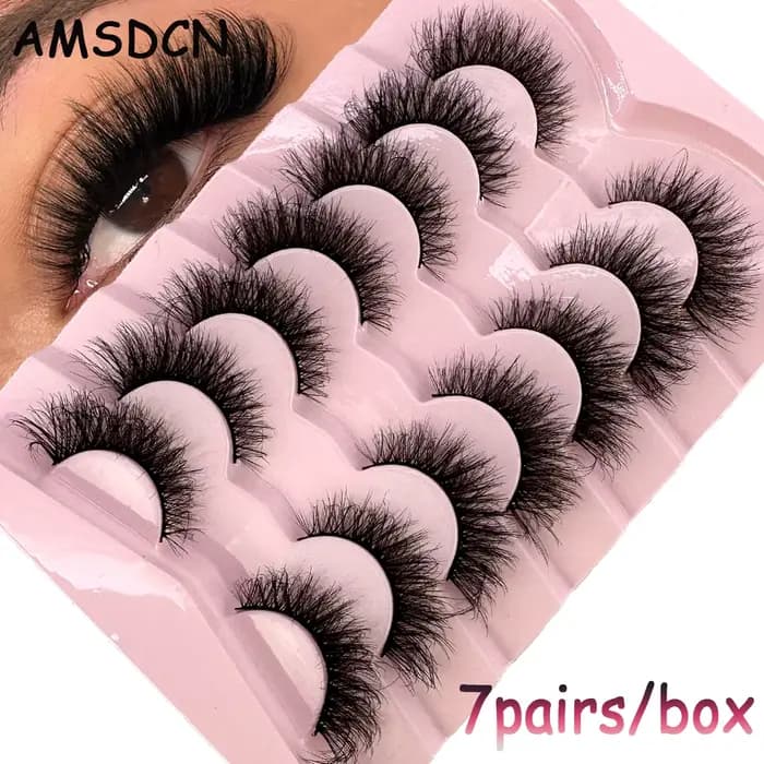 7 paires de cils en bande russe naturelle cils de vison moelleux 3D faux cils moelleux Volume cils f