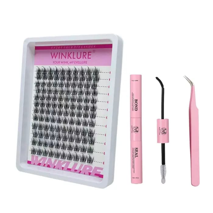 WINKLURE Kit de Cils en Grappes Manga Effet Chat avec Colle et Scellant pour Cils, Extensions de Cil