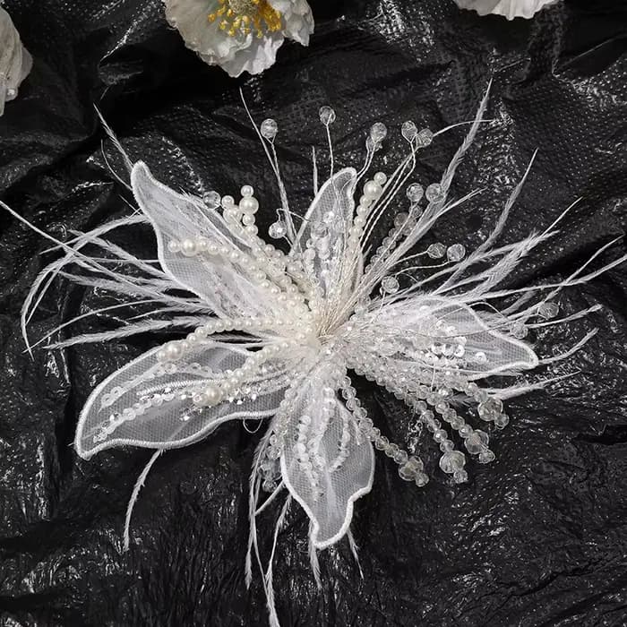 Accessoire de fleur en dentelle, bricolage complexe, couvre-chef de fleur en soie, pièce de fleur él