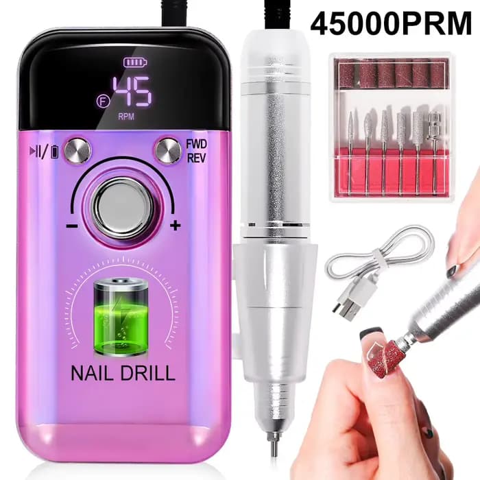 Perceuse à ongles électrique Rechargeable 45000 tr/min, perceuses à ongles professionnelles pour ver