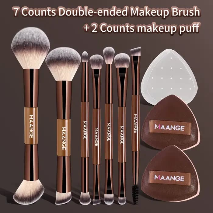 MAANGE 7 pinceaux de maquillage et 2 éponges, pinceaux de maquillage multifonctions, pinceaux pour l