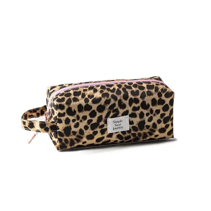 Sac de rangement à imprimé léopard, gadget de voyage essentiel, pochette de toilette de grande capac