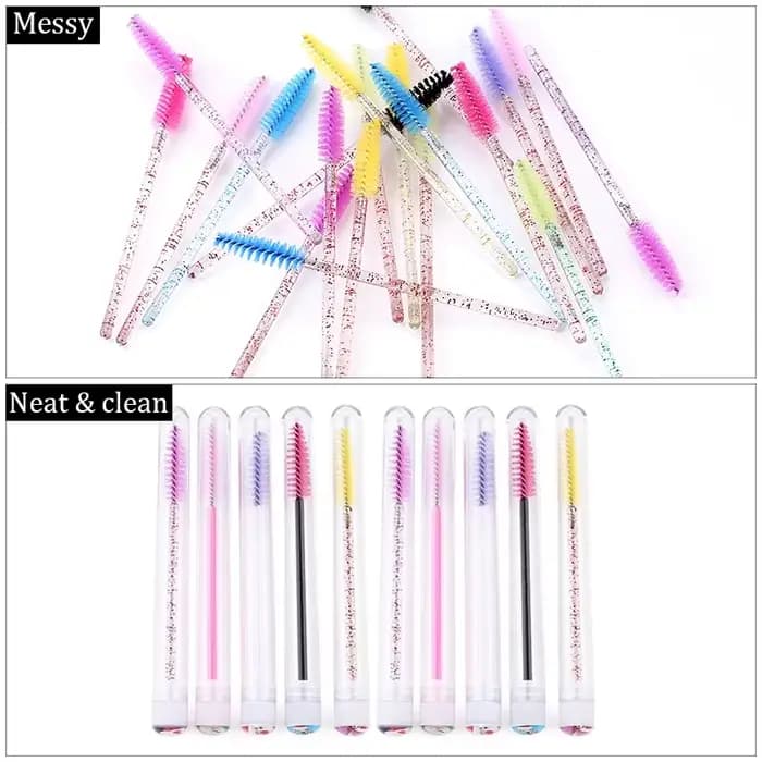 Tube de brosse à sourcils en diamant jetable, brosse à cils en cristal réutilisable, ensembles de ma