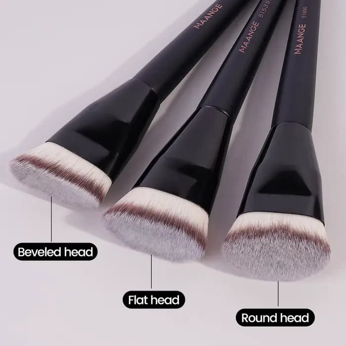 MAANGE 3 pièces ensemble de pinceaux de maquillage Angle rond tête plate fond de teint brosse à poil