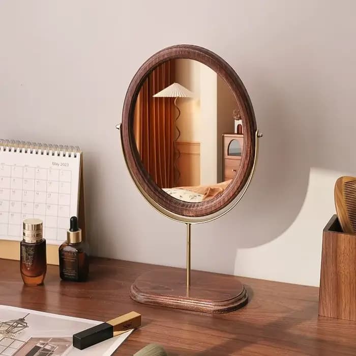 Miroir de courtoisie décoratif rétro en bois de style chinois