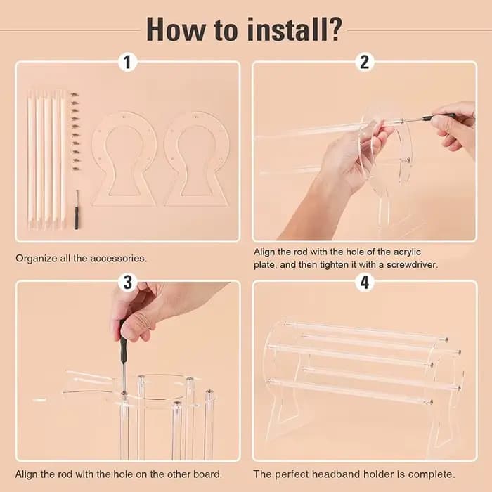 Support de rangement multifonctionnel en acrylique transparent pour serre-têtes et accessoires capillaires