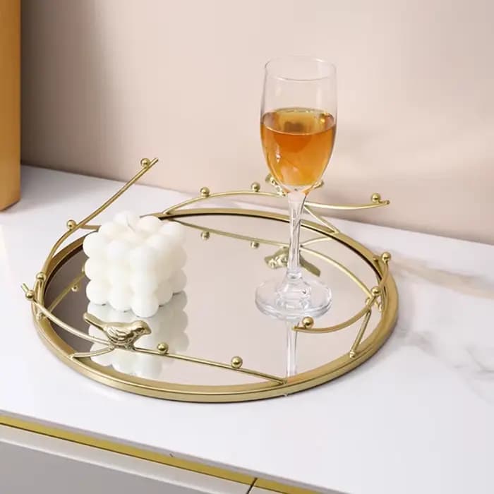 Plateau miroir rectangulaire en verre