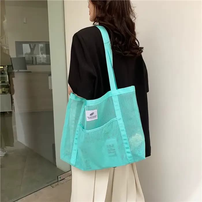 Sac à bandoulière en maille transparente pour femmes