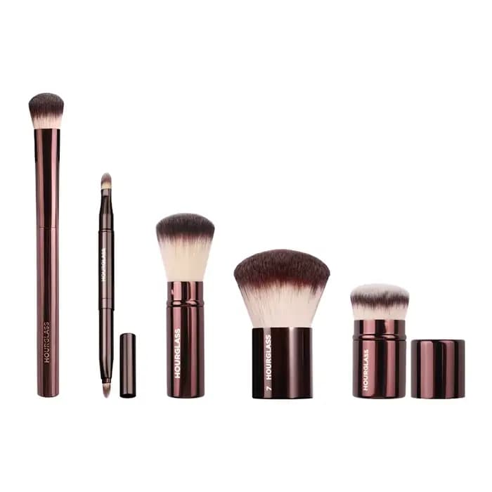 Pinceaux de maquillage en poudre sablier, 1 pièce, pour fond de teint, fard à joues, manche en métal, correcteur, bronzant, haut de gamme, avec boîte