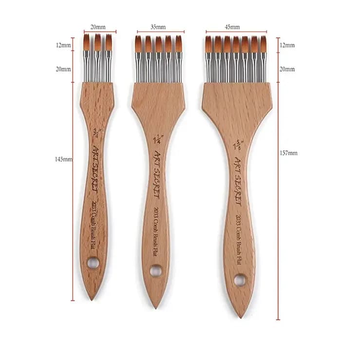 Brosse à Peigne Rond et pio à Dents Multiples, Manche en Nylon, Laine de Bambou, Interconnexion, Fournitures de Peinture Acrylique