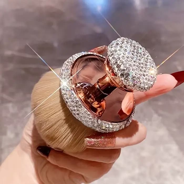 Pinceau à poudre libre de luxe de grande taille, incrustation de diamants artificiels, doux et délicat pour la peau, pinceau à blush pour le visage