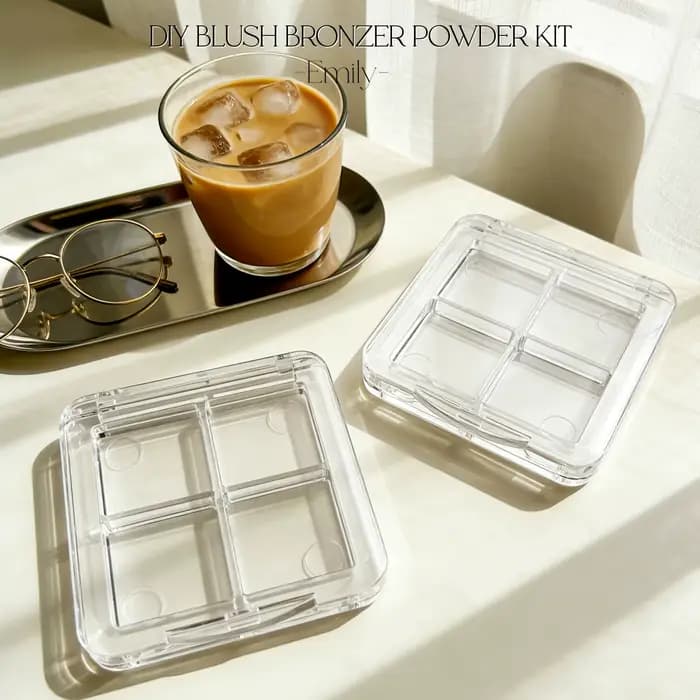 Palette de maquillage vide transparente carrée pour kit de pressage de rouge à lèvres et fards à paupières DIY