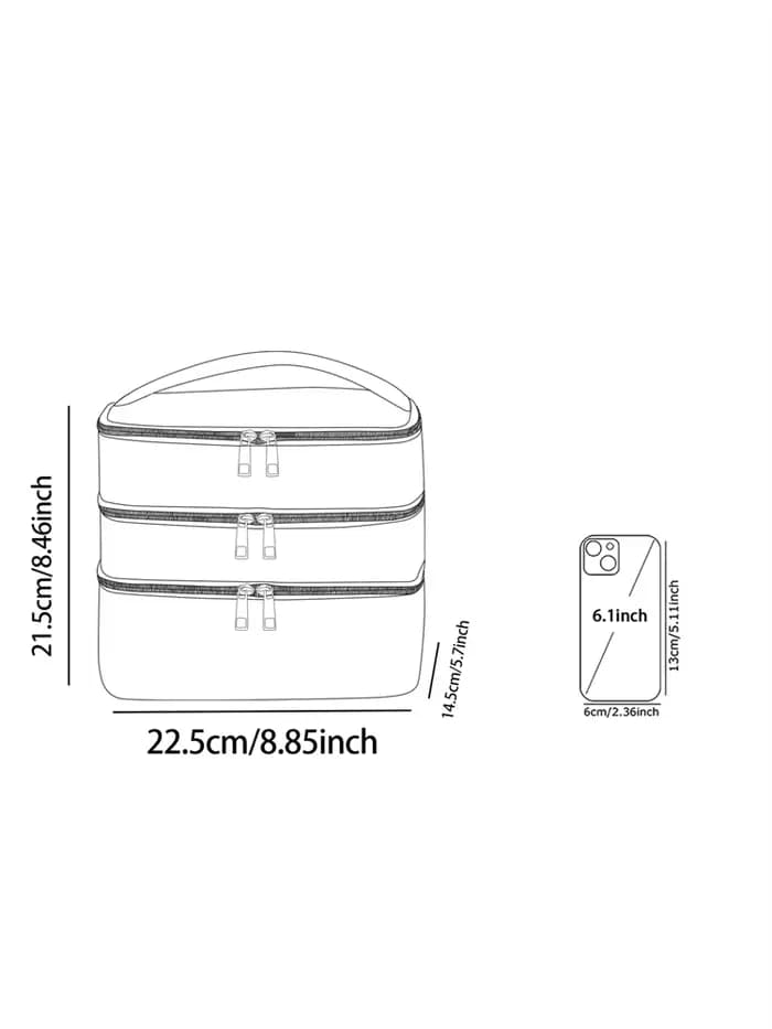 1 pièce, sac à cosmétiques à 3 couches à motif de lune et d'étoile