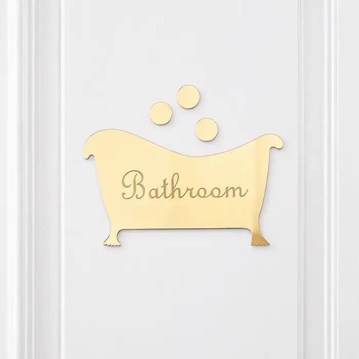 Autocollant mural en acrylique pour porte de salle de bain