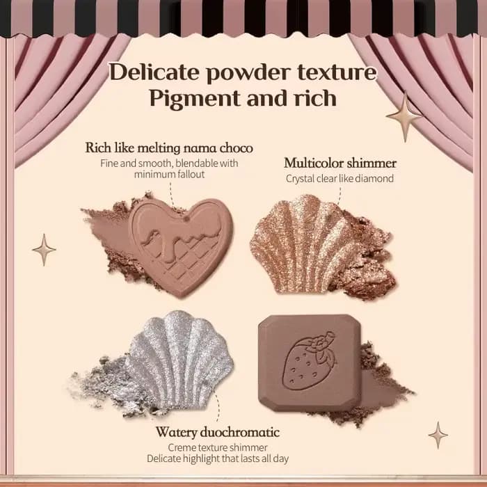 Flower Knows Chocolate Shop Palette de fards à paupières hautement pigmentée Shimmer Mat Glitter Ombre