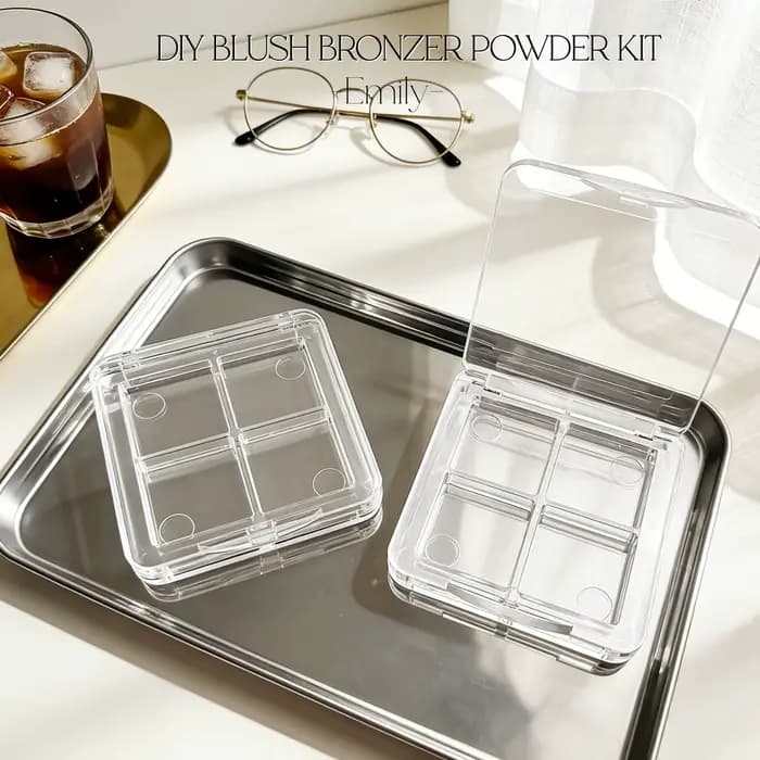 Palette de maquillage vide transparente carrée pour kit de pressage de rouge à lèvres et fards à paupières DIY