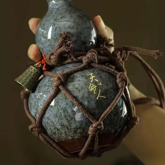 Tianmingren – ensemble de gourde à vin en filet, bouilloire chaude inclinée, Style ancien, outil à vin Portable pour sceau domestique