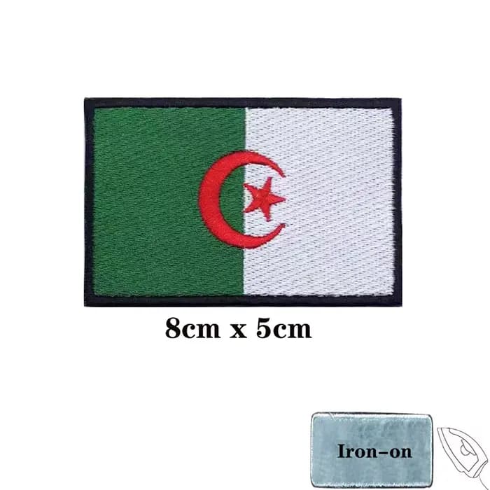 Patch brodé drapeau préliminaire algérien, brassard, crochet et boucle, fer sur badge brodé, rayure militaire