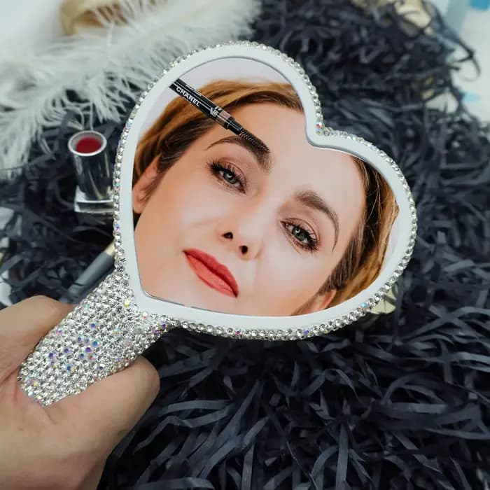 Miroir de maquillage à main en diamant
