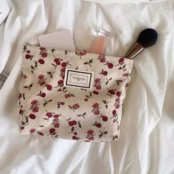 Sac à cosmétiques en velours côtelé pour femmes
