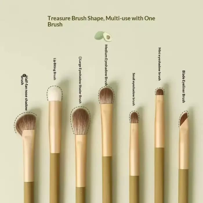 Ensemble de 7 pinceaux de maquillage verts