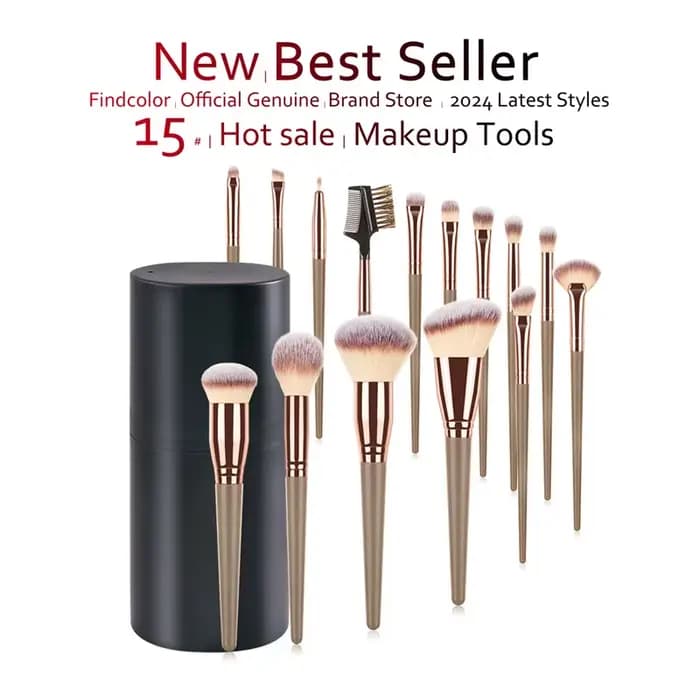 Ensemble de pinceaux de maquillage Champagne chaud pour femmes fond de teint cosmétique poudre Blush fard à paupières