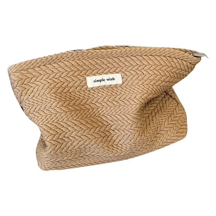 Trousse de maquillage en tissu tissé pour femmes